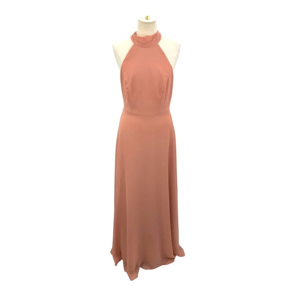 After Six Halter Neck Charmeuse & Crepe Gown Dusty Rose Size 8